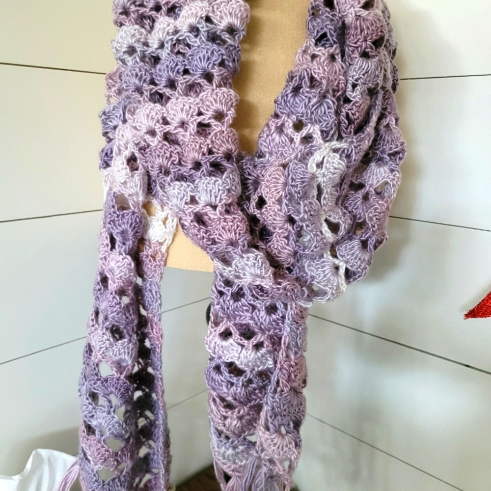 Handmade acrylic lavander scarf